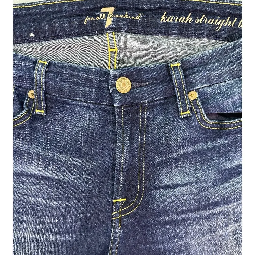 7 For All Mankind Karah Straight Leg Dark Wash Stretch Jeans Size 31 - Picture 6 of 11
